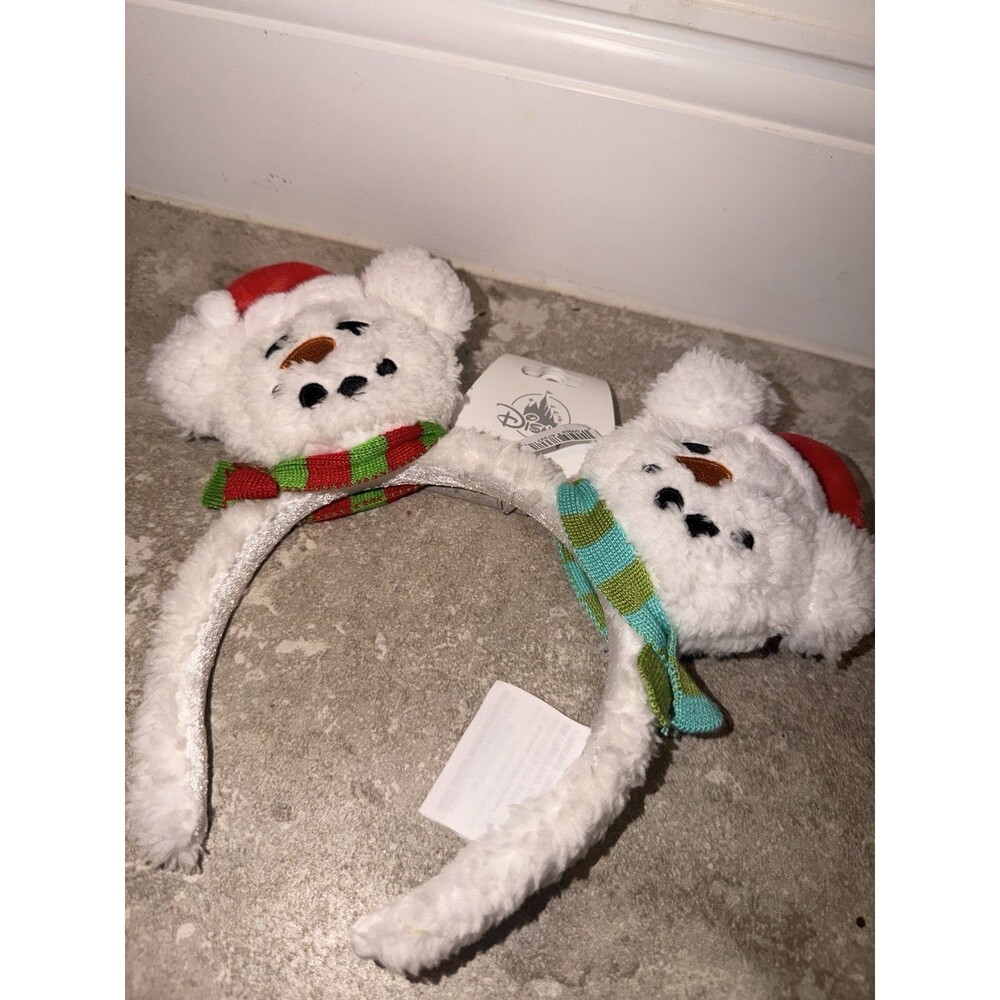 2024 Disney Parks Christmas Mickey Mouse Snowman Ears Headband NEW Fuzzy